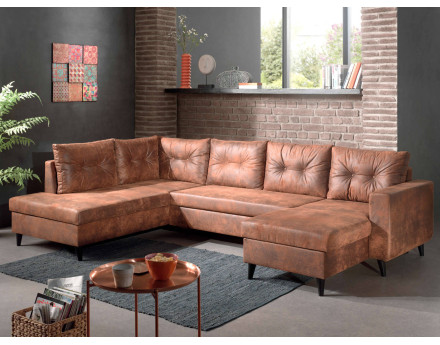 NORDIC - Canapé panoramique en U - 7 places - Convertible - Industriel vintage - Angle Gauche