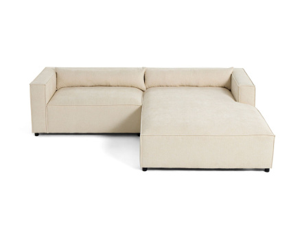 Canapé d'angle droit 4 places en tissu velours relief Ela