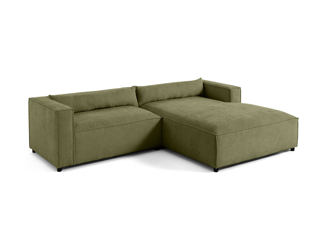 Canapé d'angle droit 4 places en tissu velours relief Ela