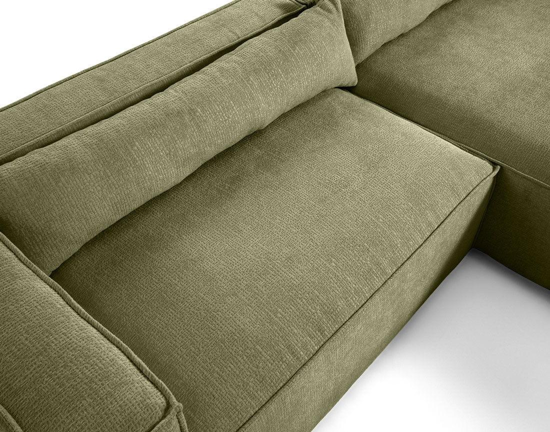 Canapé d'angle droit 4 places en tissu velours relief Ela