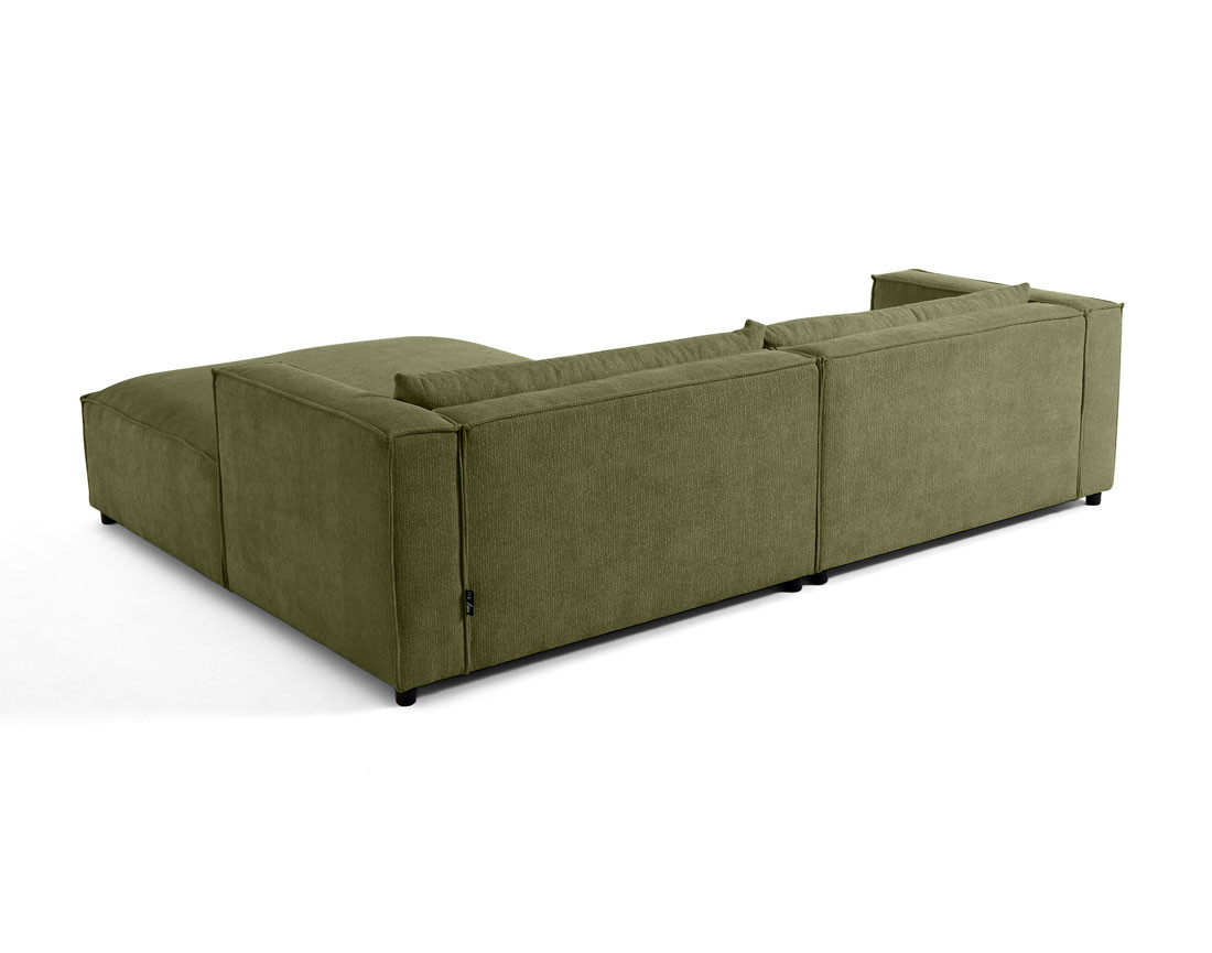 Canapé d'angle droit 4 places en tissu velours relief Ela