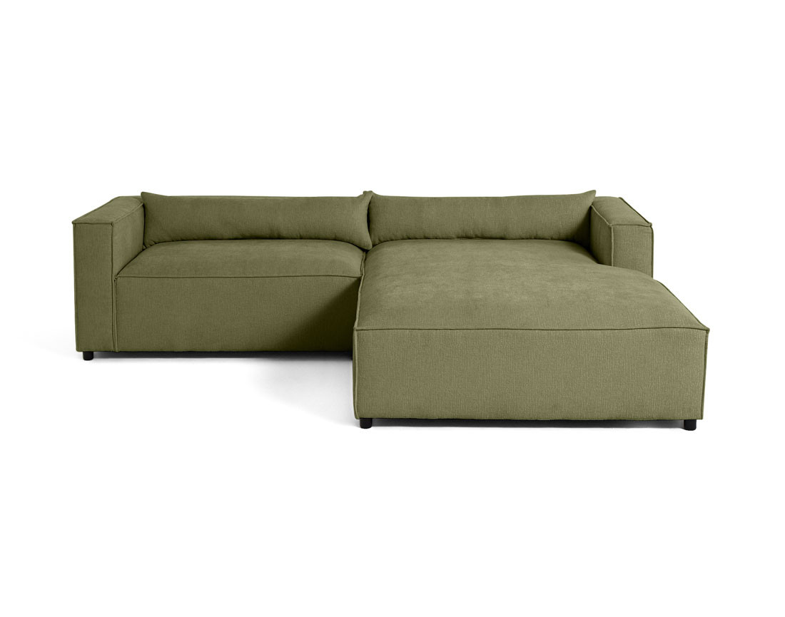 Canapé d'angle droit 4 places en tissu velours relief Ela