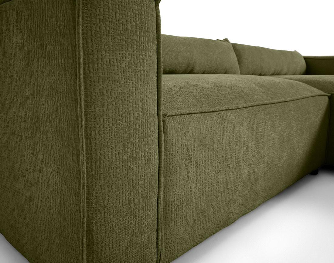 Canapé d'angle droit 4 places en tissu velours relief Ela