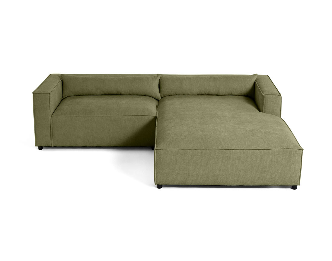 Canapé d'angle droit 4 places en tissu velours relief Ela
