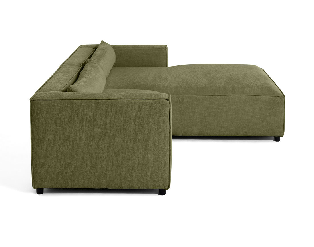 Canapé d'angle droit 4 places en tissu velours relief Ela