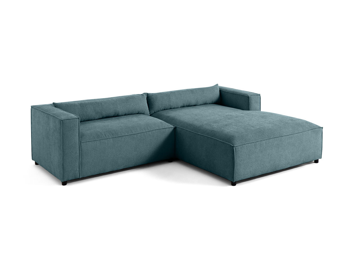 Canapé d'angle droit 4 places en tissu velours relief Ela