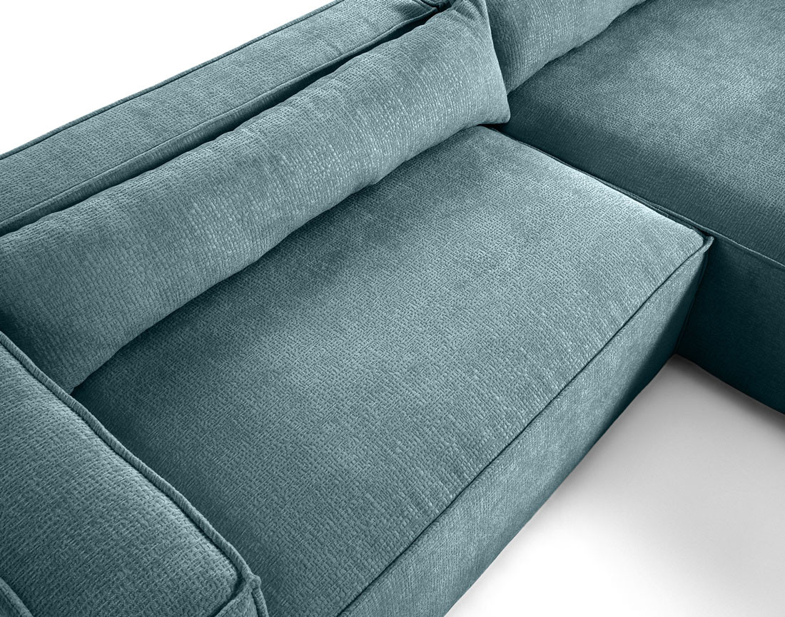 Canapé d'angle droit 4 places en tissu velours relief Ela