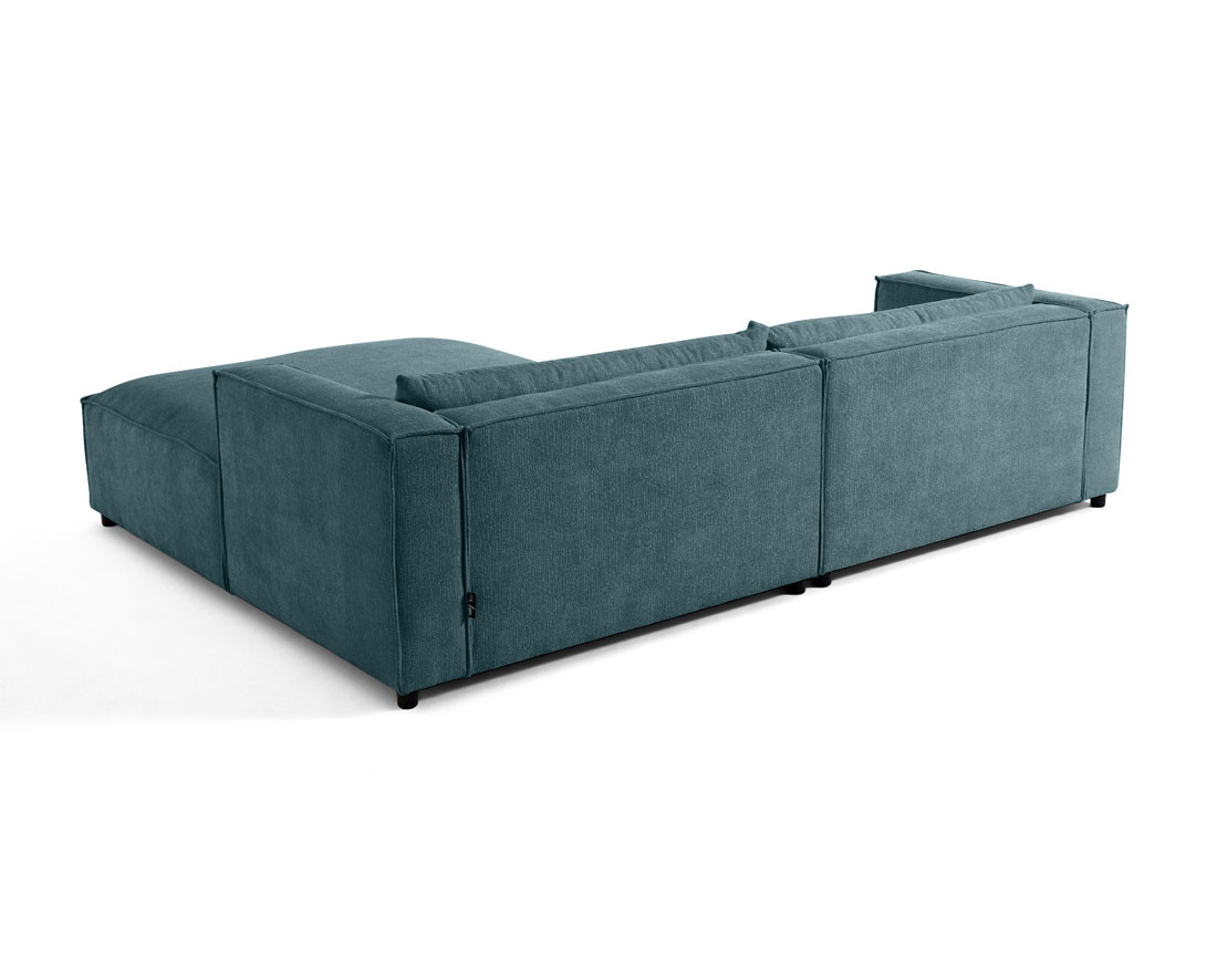 Canapé d'angle droit 4 places en tissu velours relief Ela