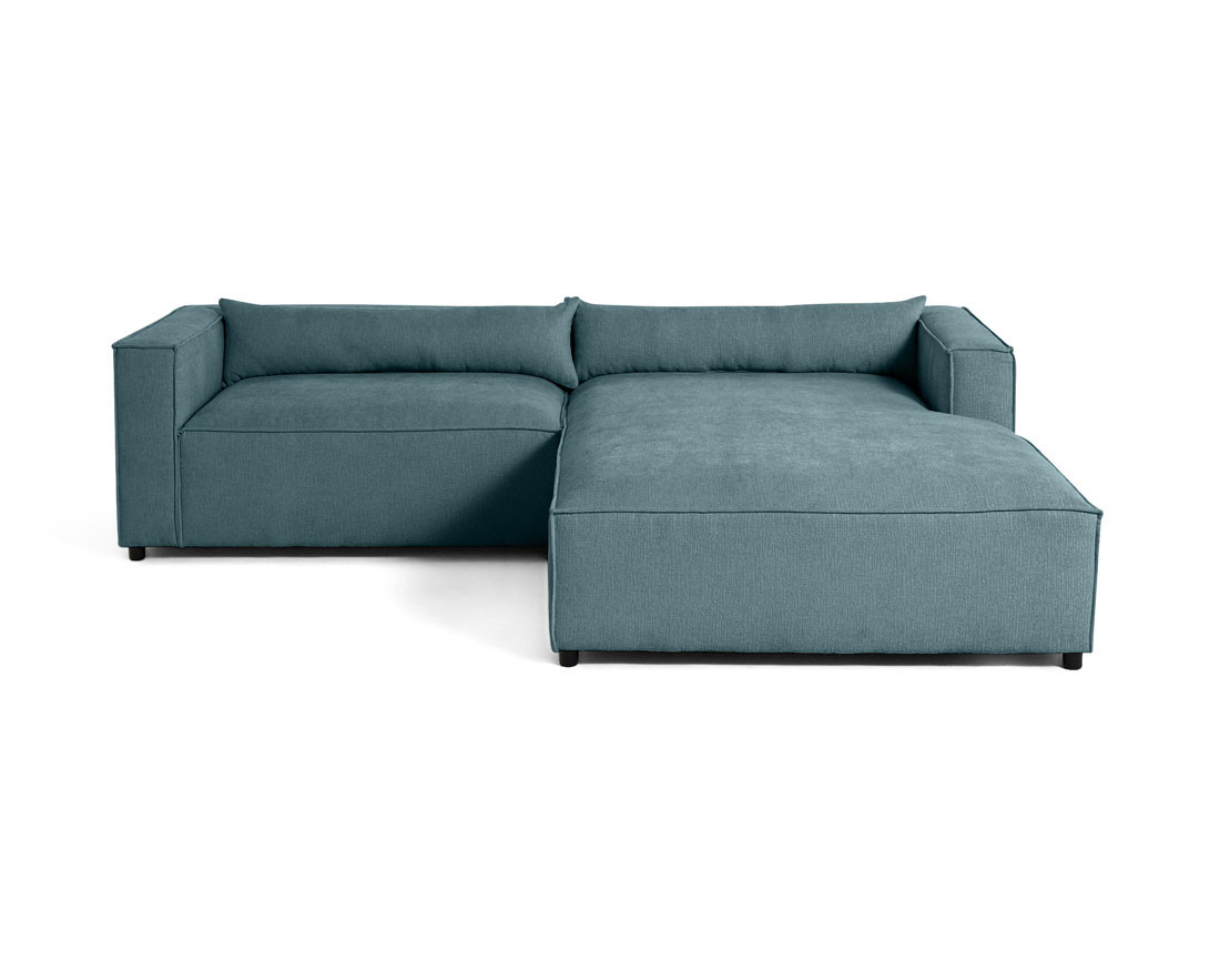 Canapé d'angle droit 4 places en tissu velours relief Ela