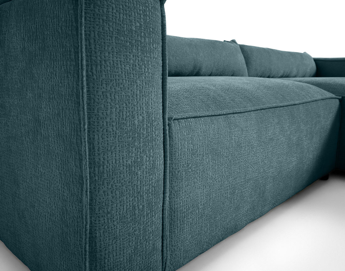 Canapé d'angle droit 4 places en tissu velours relief Ela