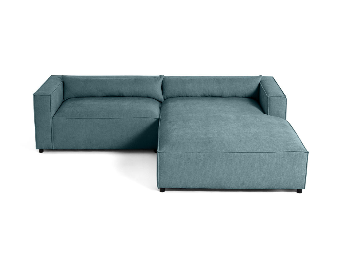 Canapé d'angle droit 4 places en tissu velours relief Ela