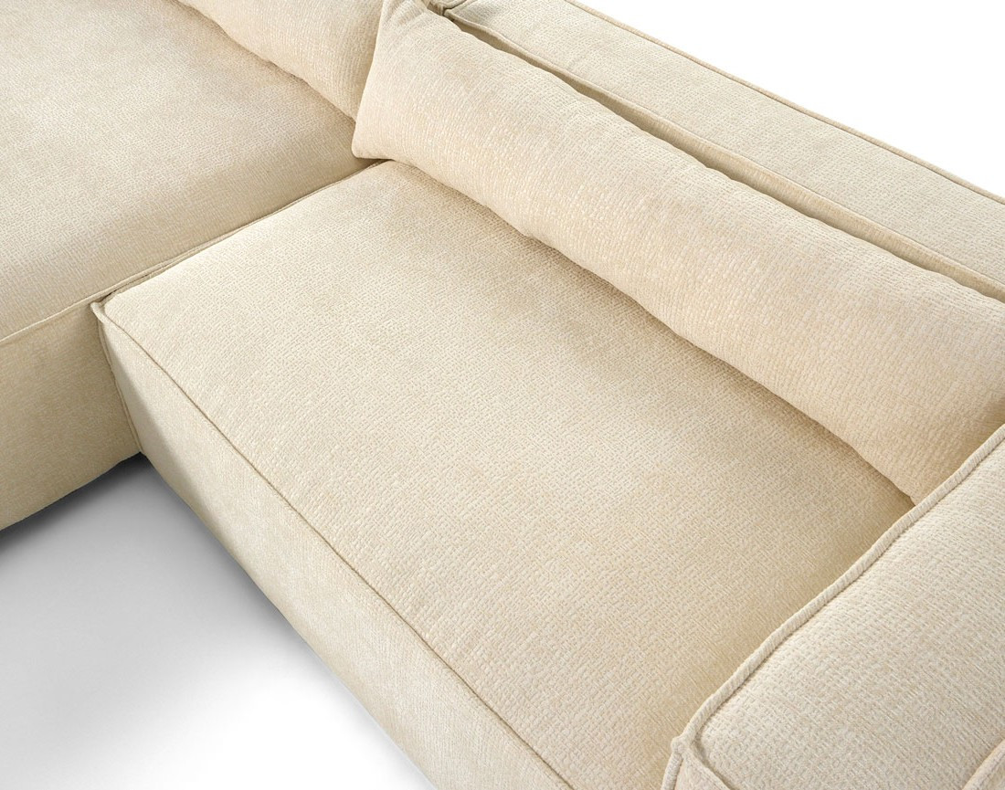 Canapé d'angle gauche 4 places en tissu velours relief Ela