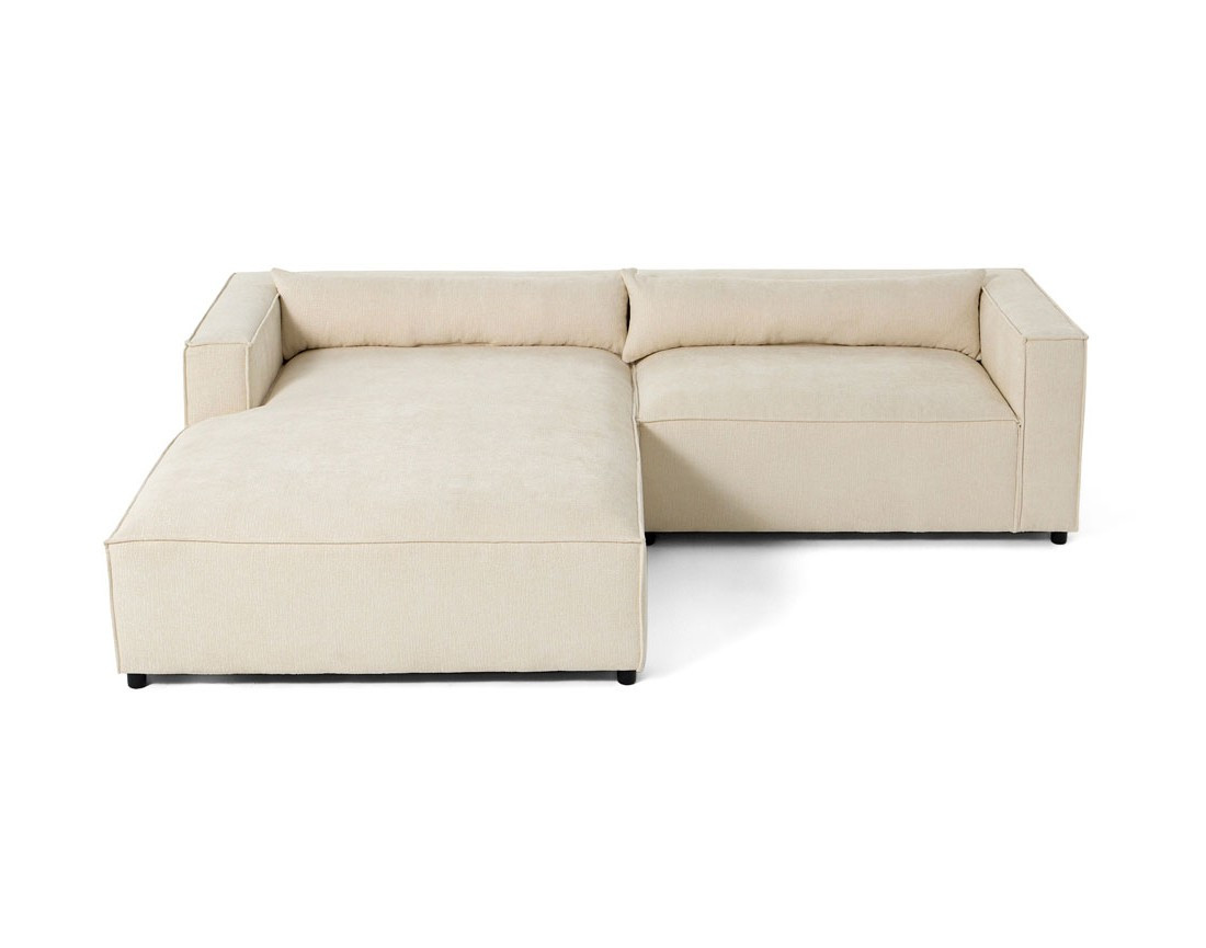 Canapé d'angle gauche 4 places en tissu velours relief Ela