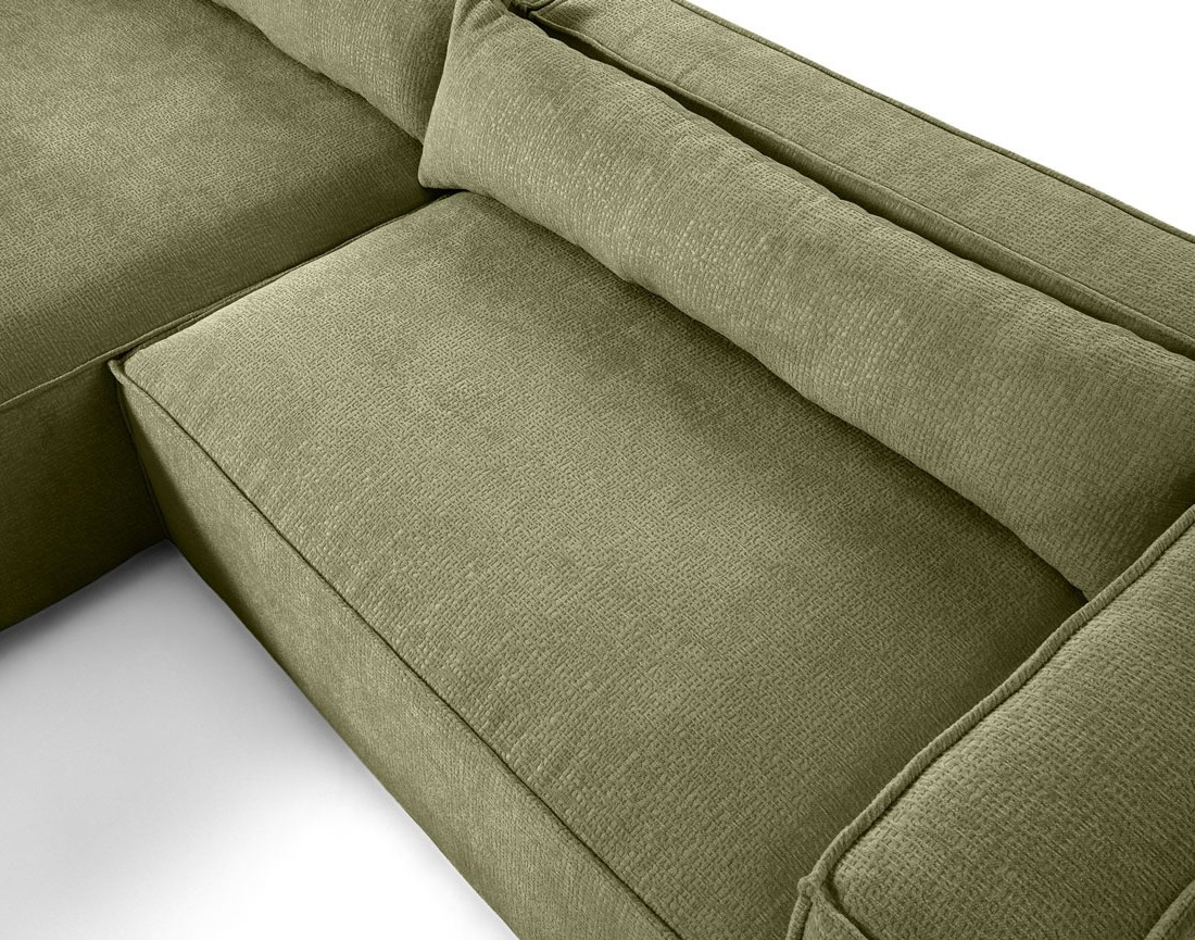 Canapé d'angle gauche 4 places en tissu velours relief Ela