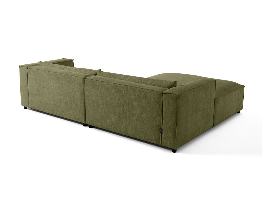 Canapé d'angle gauche 4 places en tissu velours relief Ela
