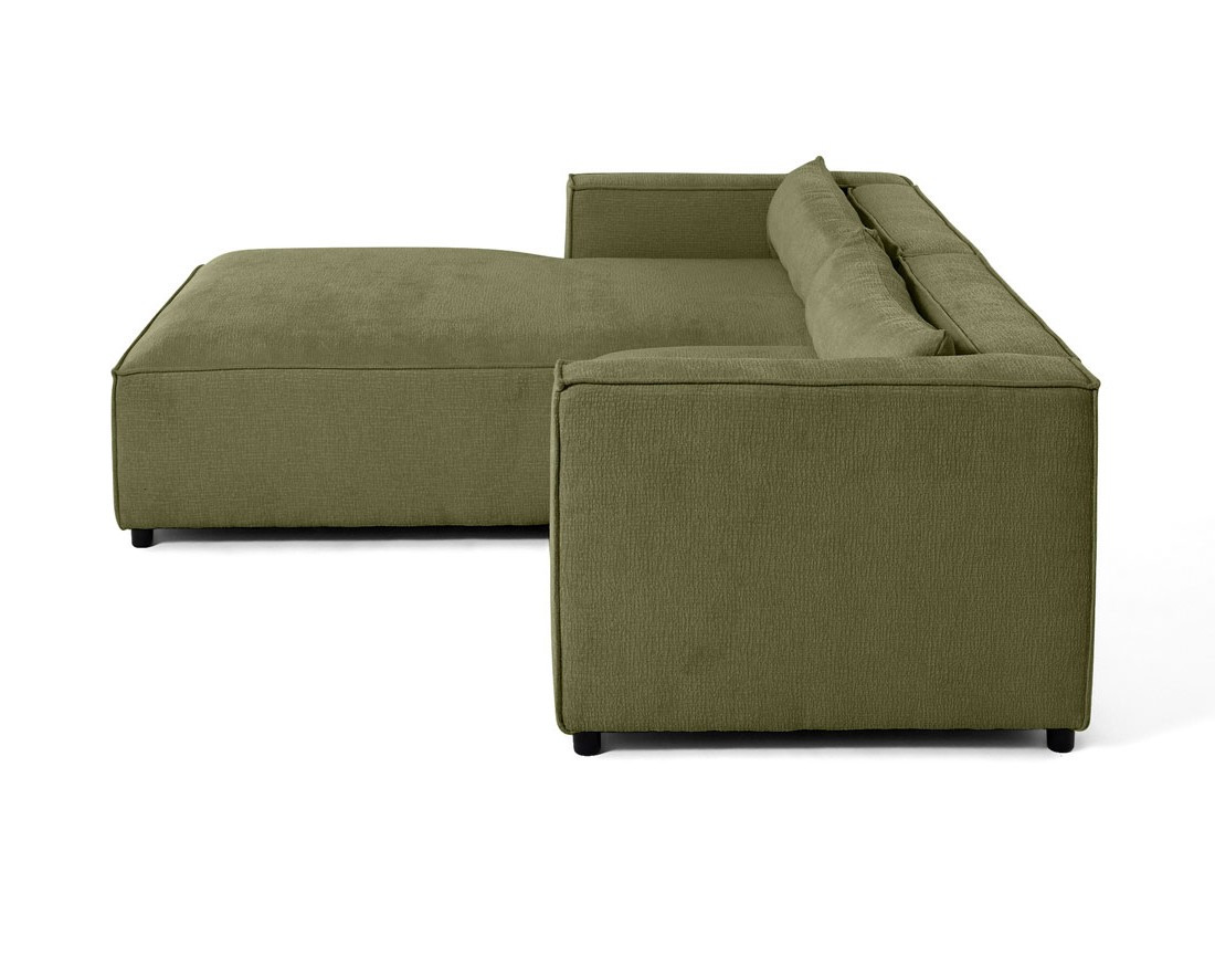 Canapé d'angle gauche 4 places en tissu velours relief Ela