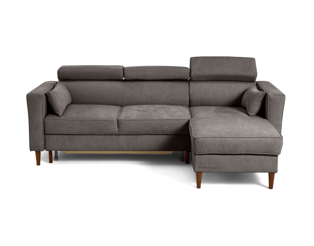 Canapé d'angle convertible avec têtières coffre 4 places Alicante