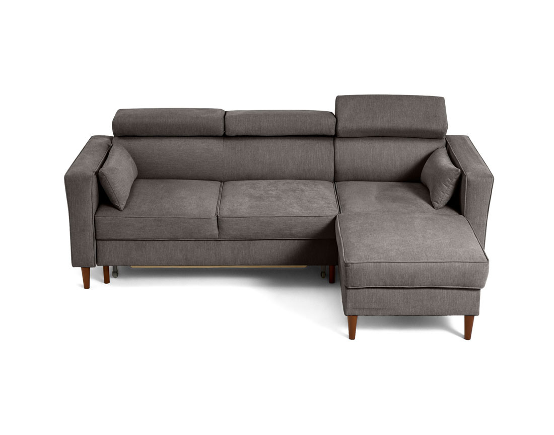 Canapé d'angle convertible avec têtières coffre 4 places Alicante