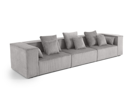 Canapé modulable droit 3 places en velours côtelé Colombine