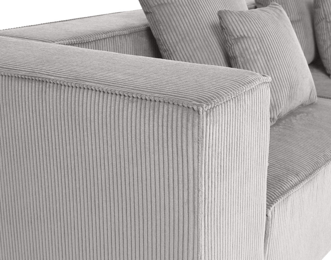 Canapé modulable droit 3 places en velours côtelé Colombine