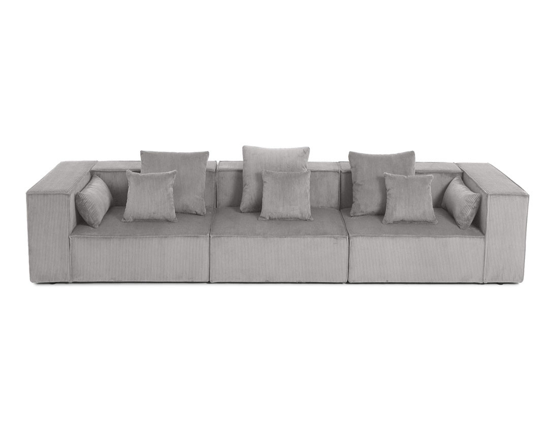 Canapé modulable droit 3 places en velours côtelé Colombine