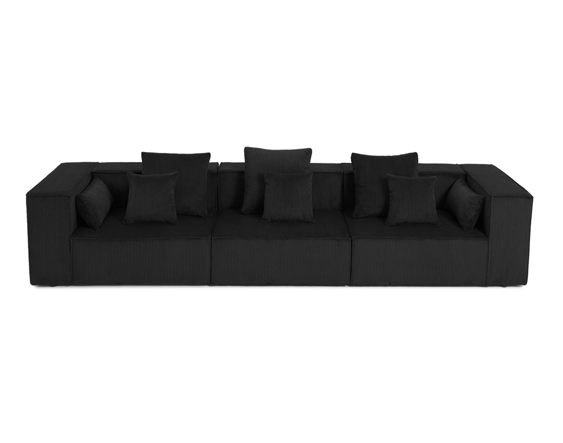 Canapé modulable droit 3 places en velours côtelé Colombine