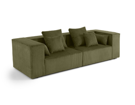 Canapé modulable droit 2 places en velours côtelé Colombine