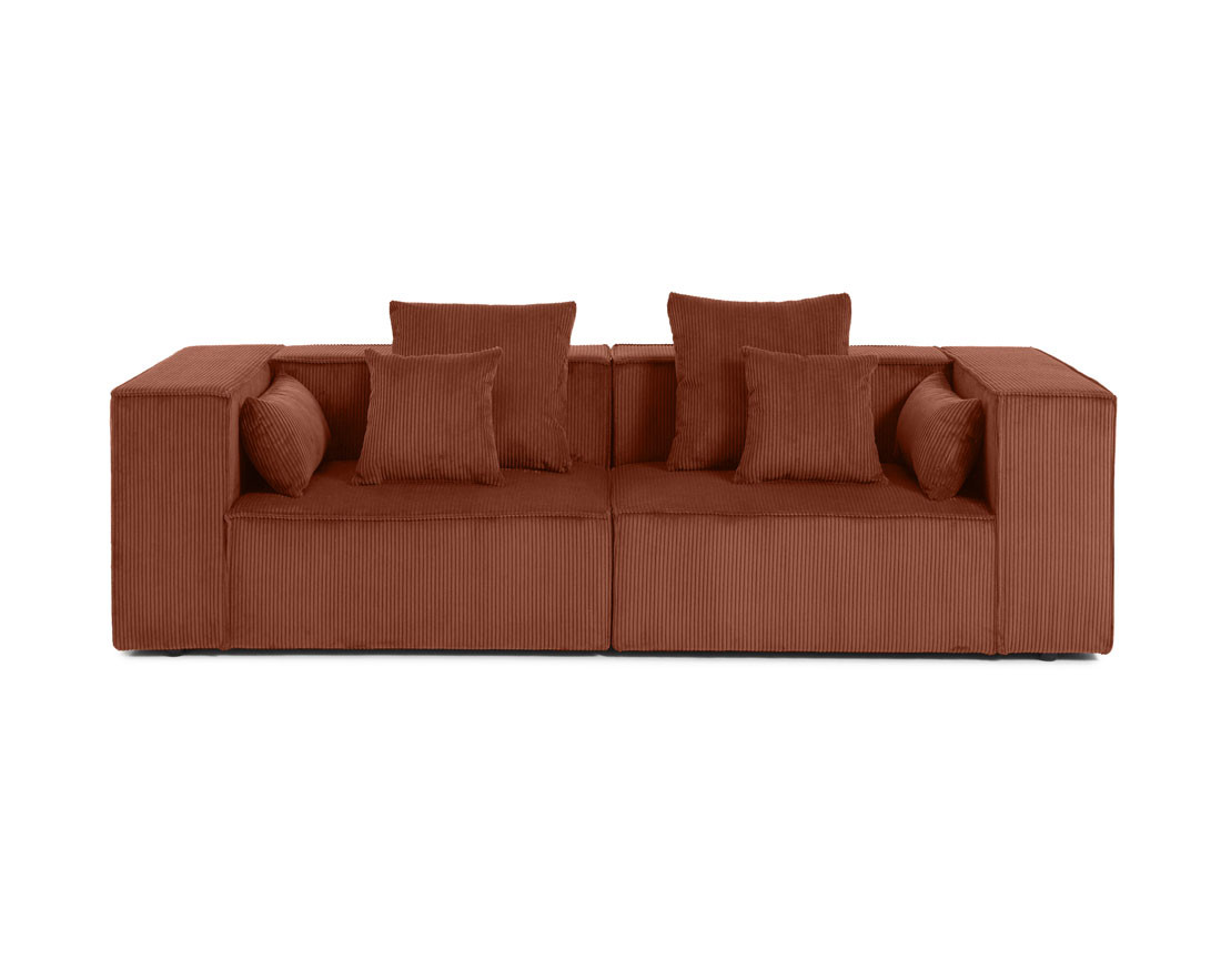 Canapé modulable droit 2 places en velours côtelé Colombine