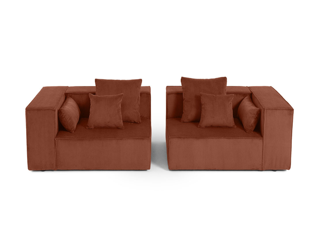 Canapé modulable droit 2 places en velours côtelé Colombine