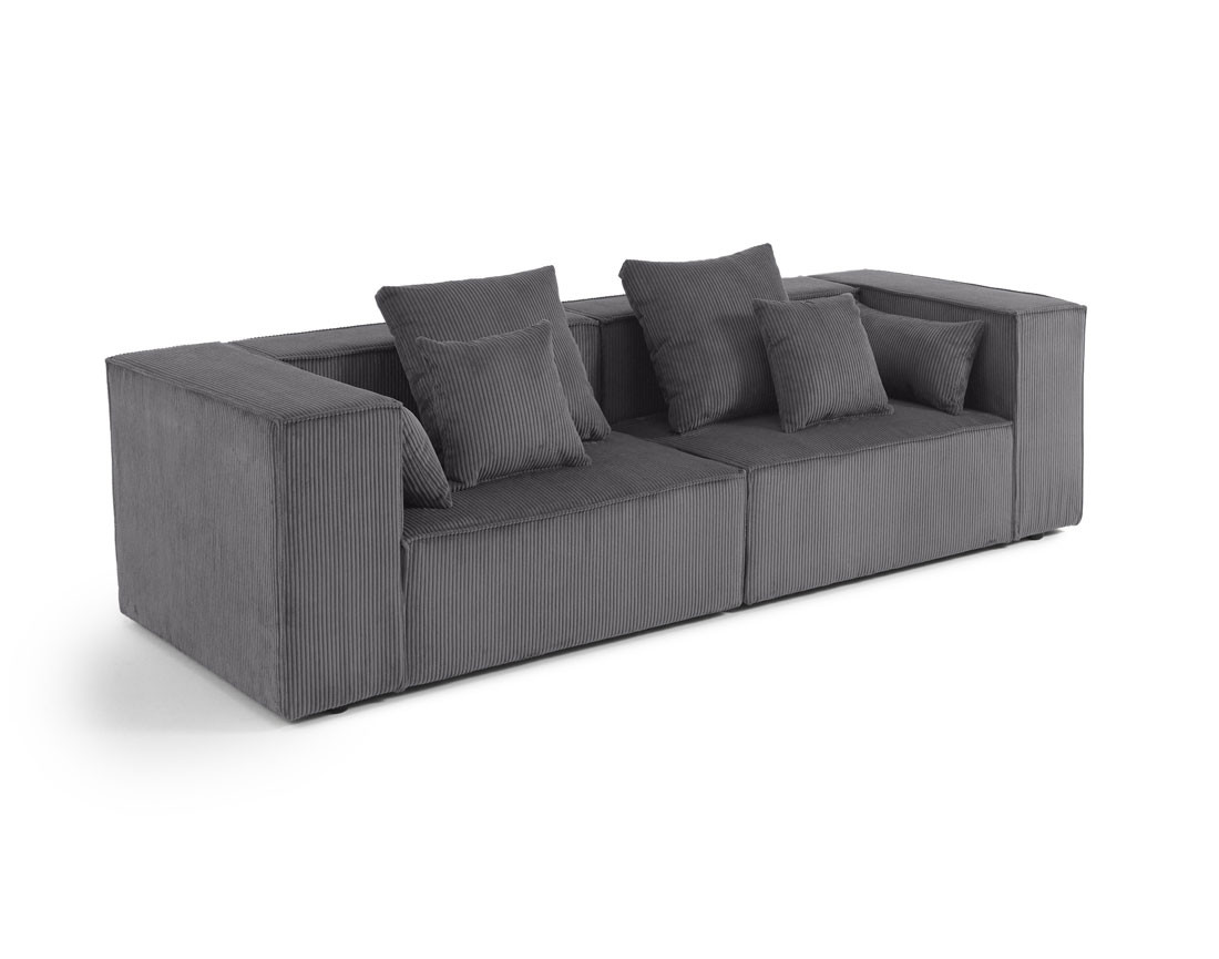 Canapé modulable droit 2 places en velours côtelé Colombine