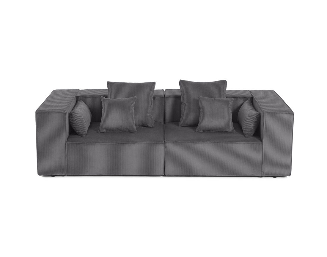 Canapé modulable droit 2 places en velours côtelé Colombine