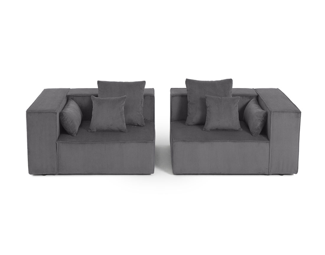 Canapé modulable droit 2 places en velours côtelé Colombine