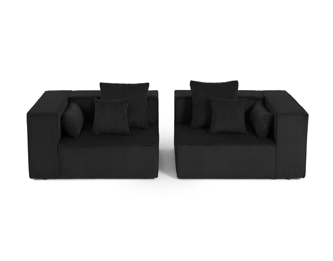 Canapé modulable droit 2 places en velours côtelé Colombine