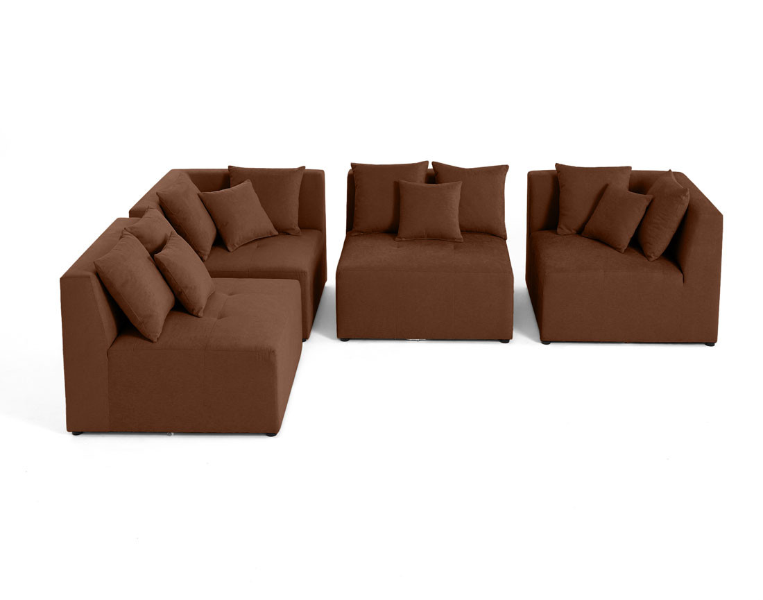 Canapé modulable d'angle réversible 4 places en tissu Amalfi