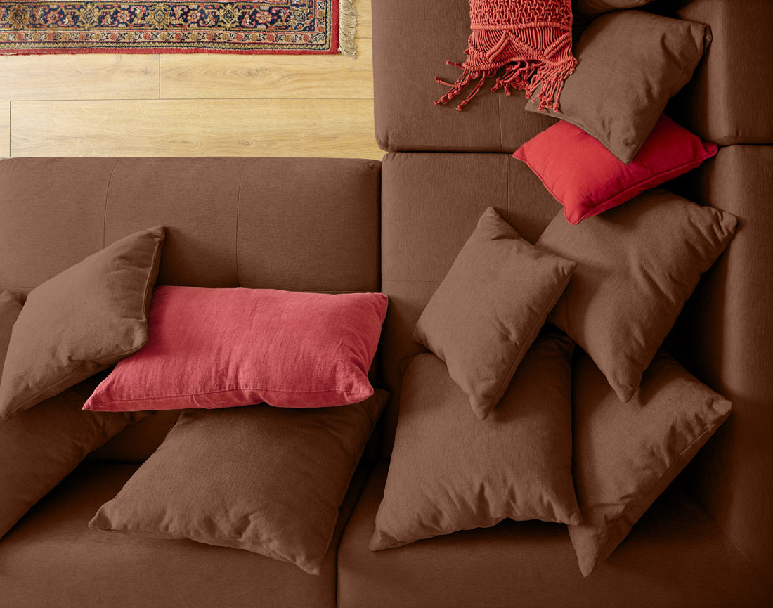 Canapé modulable d'angle réversible 4 places en tissu Amalfi
