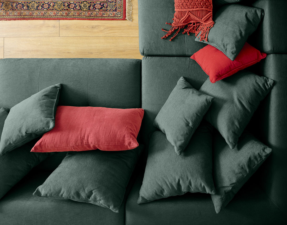 Canapé modulable d'angle réversible 4 places en tissu Amalfi
