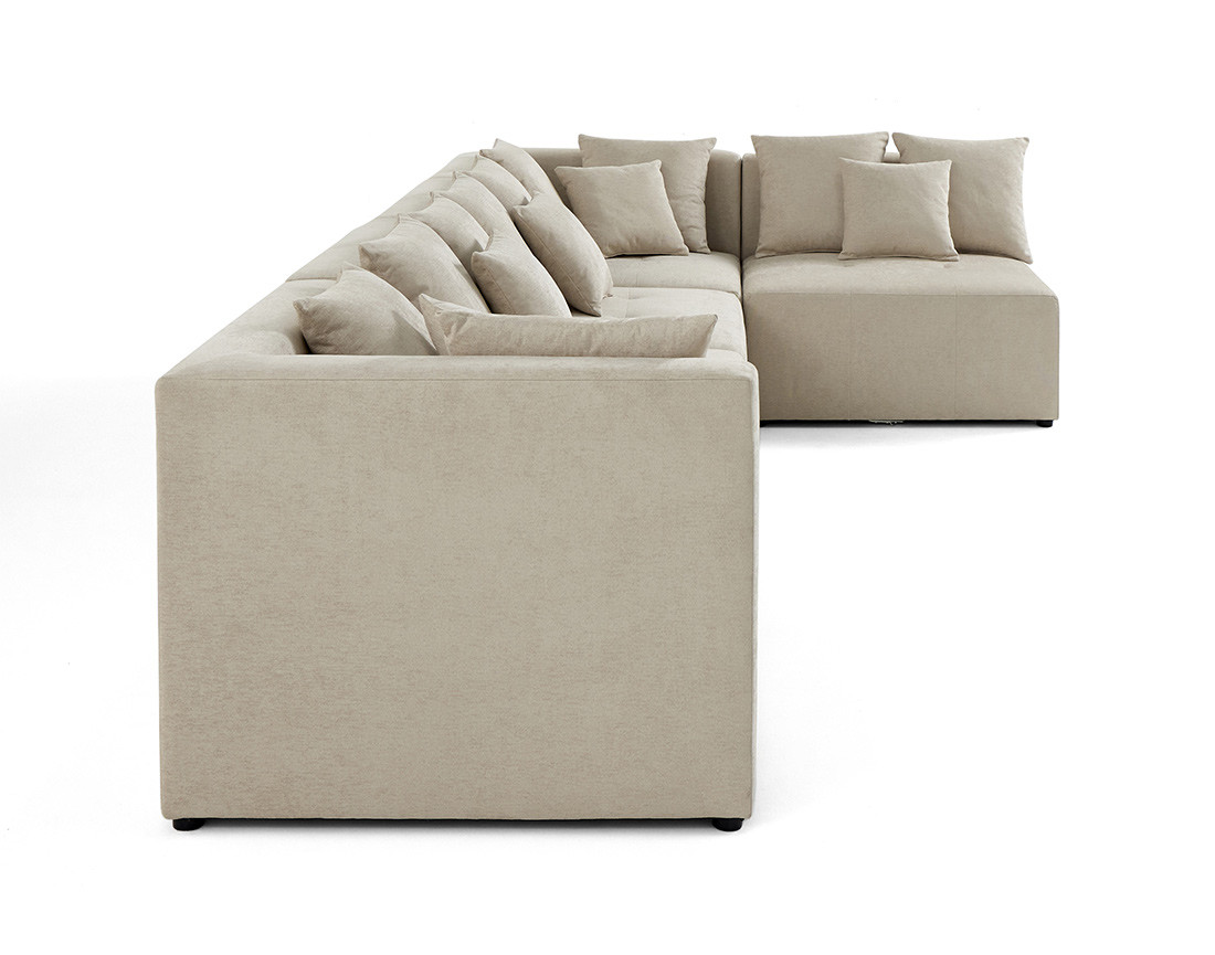 Canapé modulable d'angle réversible 5 places en tissu Amalfi