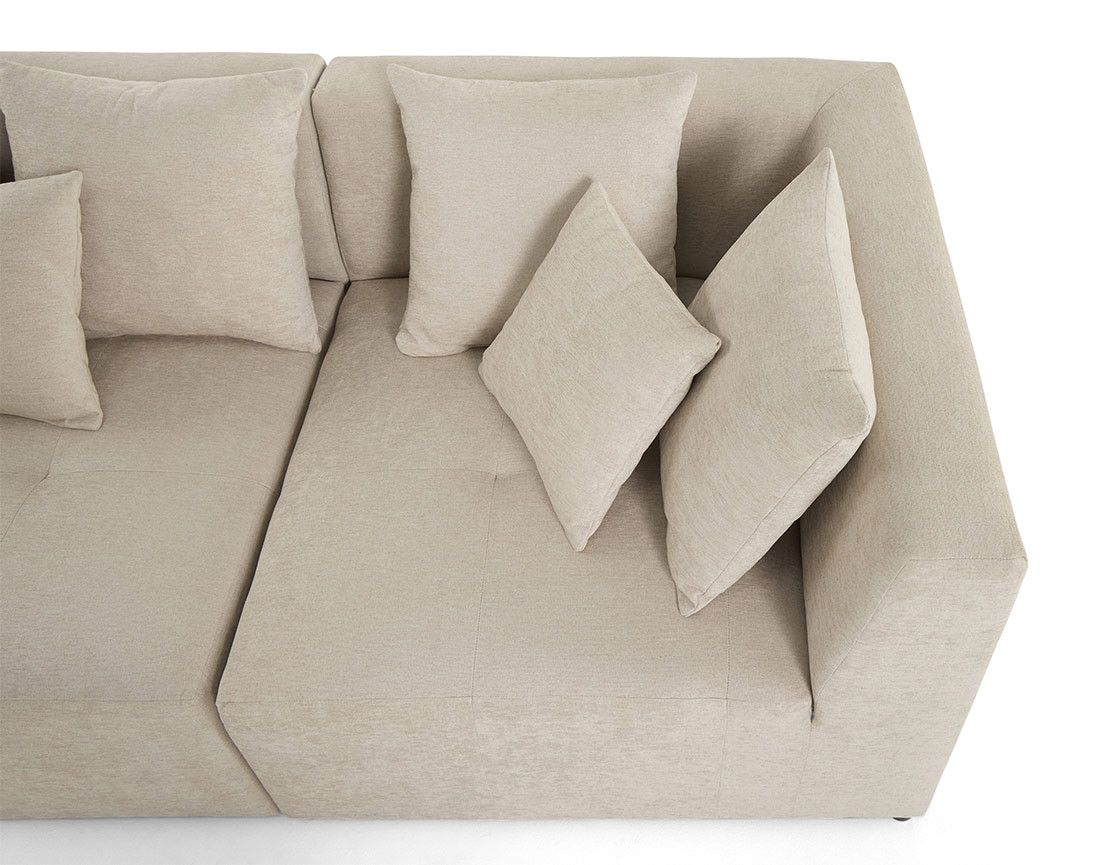 Canapé modulable d'angle réversible 5 places en tissu Amalfi