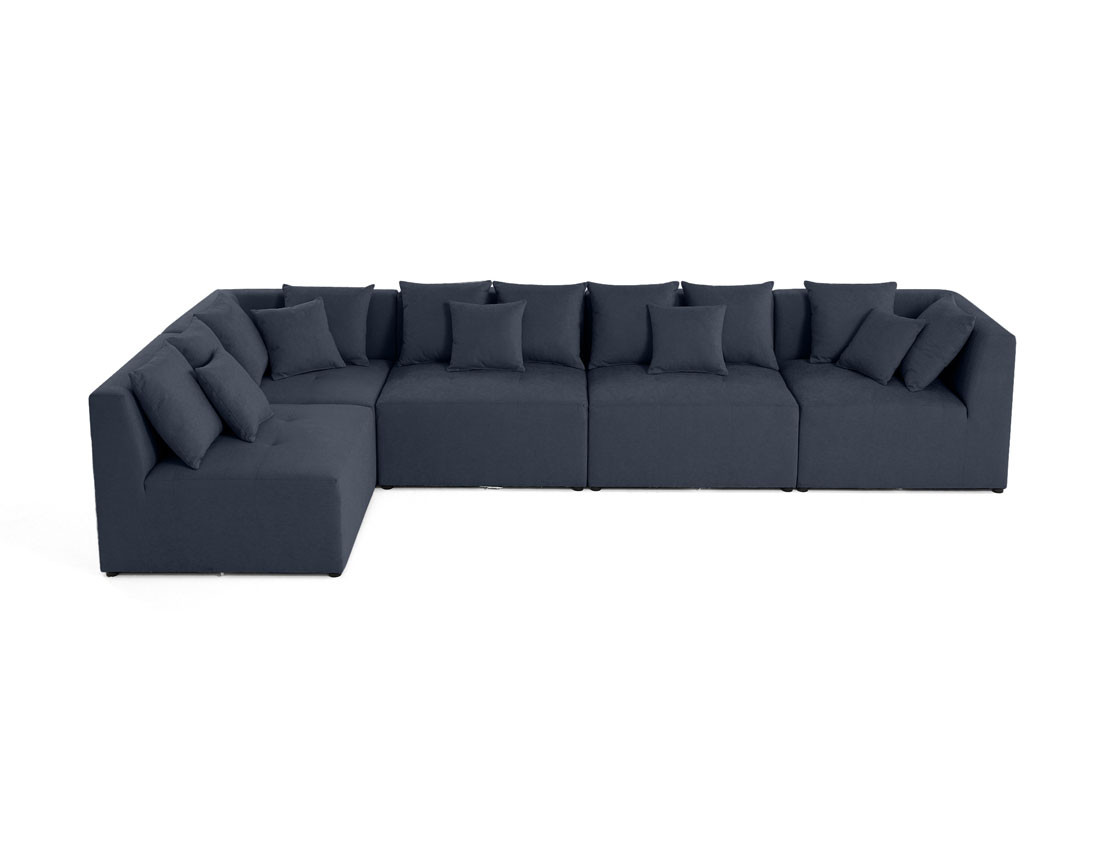 Canapé modulable d'angle réversible 5 places en tissu Amalfi
