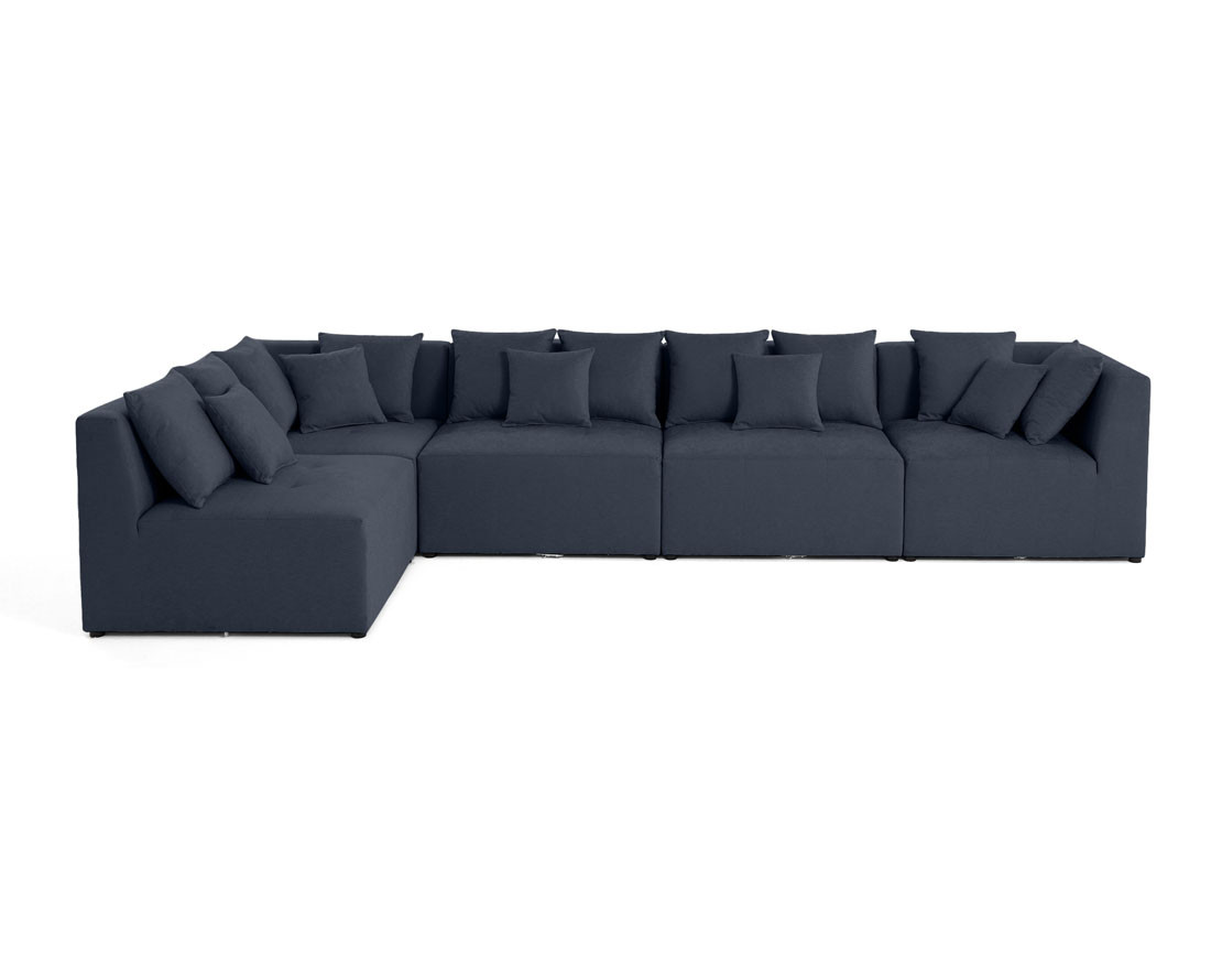 Canapé modulable d'angle réversible 5 places en tissu Amalfi