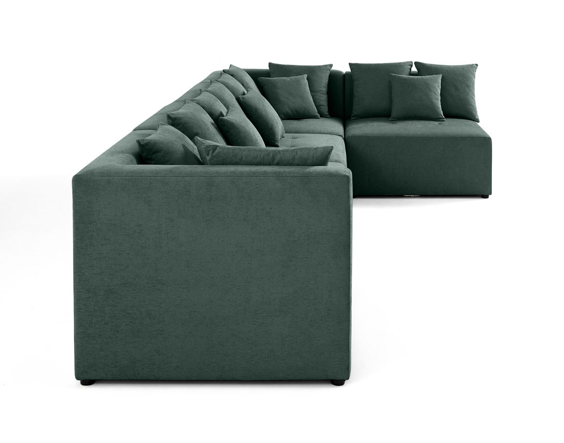Canapé modulable d'angle réversible 5 places en tissu Amalfi