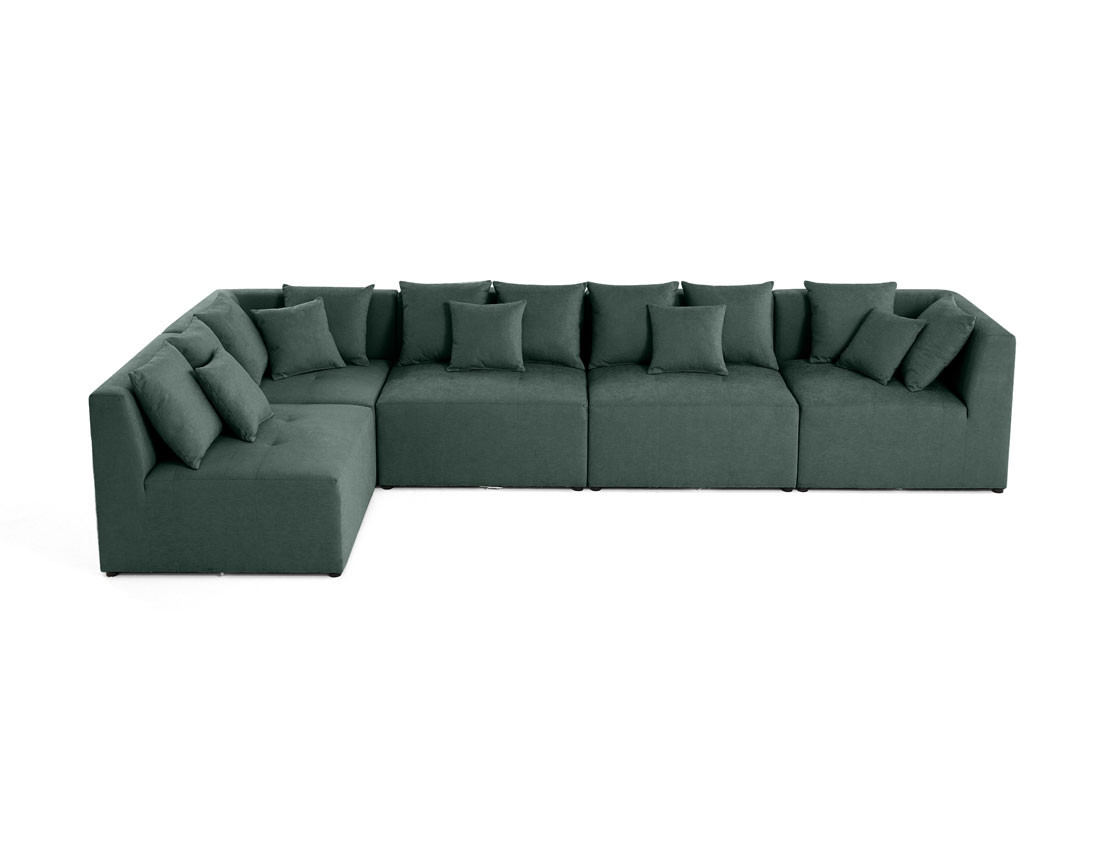 Canapé modulable d'angle réversible 5 places en tissu Amalfi