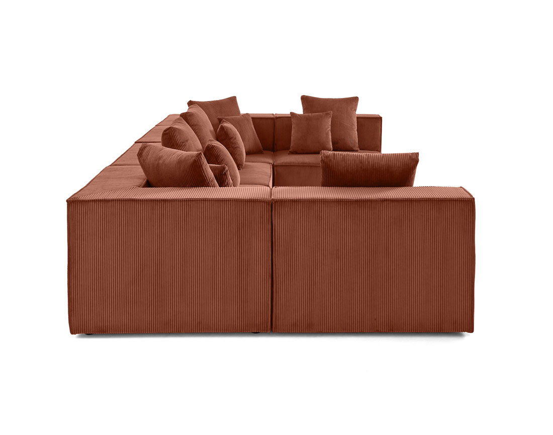 Canapé modulable panoramique 7 places en velours côtelé Colombine