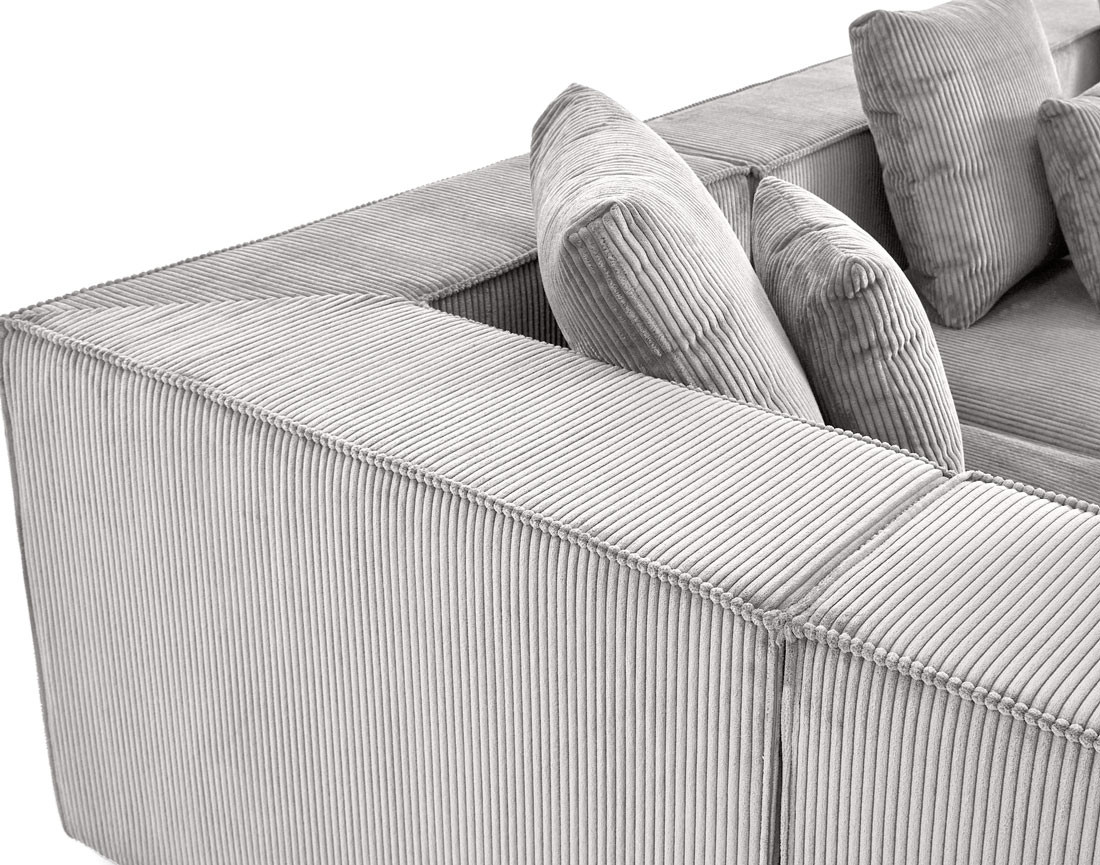 Canapé modulable panoramique 7 places en velours côtelé Colombine