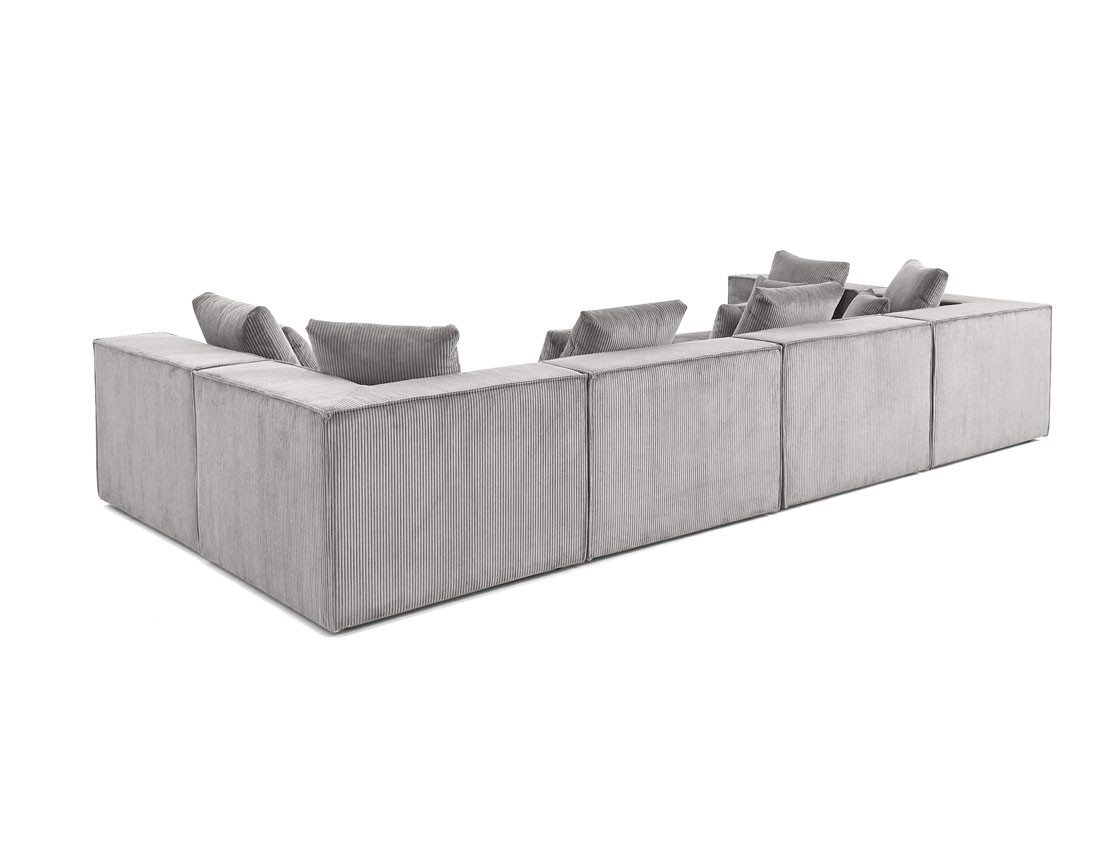 Canapé modulable panoramique 7 places en velours côtelé Colombine