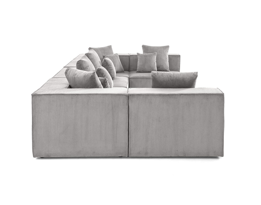 Canapé modulable panoramique 7 places en velours côtelé Colombine