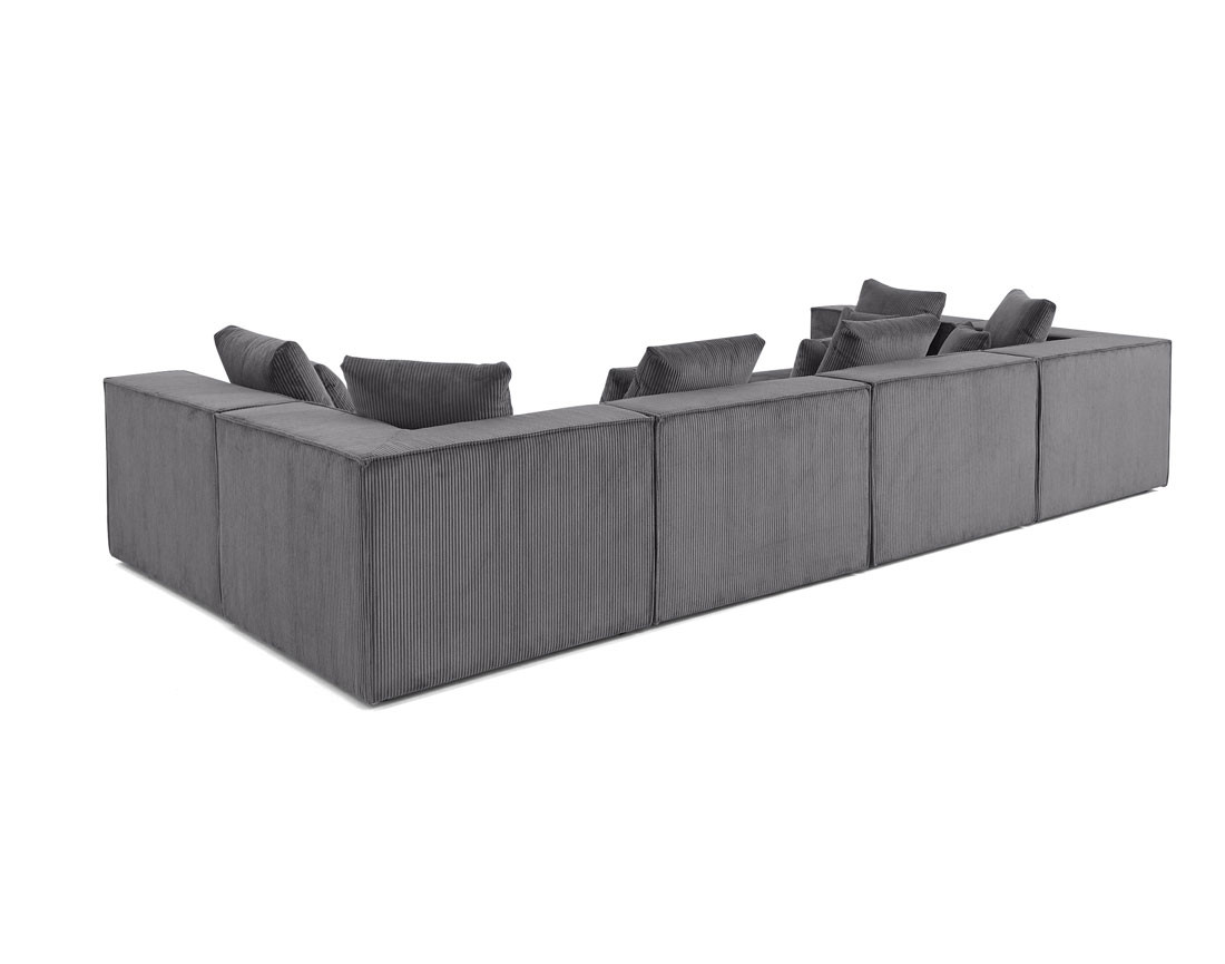 Canapé modulable panoramique 7 places en velours côtelé Colombine
