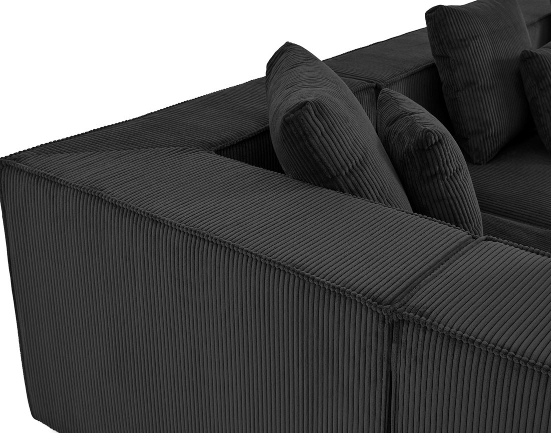 Canapé modulable panoramique 7 places en velours côtelé Colombine