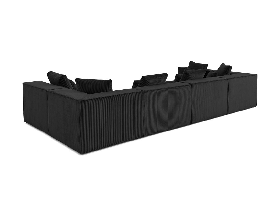 Canapé modulable panoramique 7 places en velours côtelé Colombine