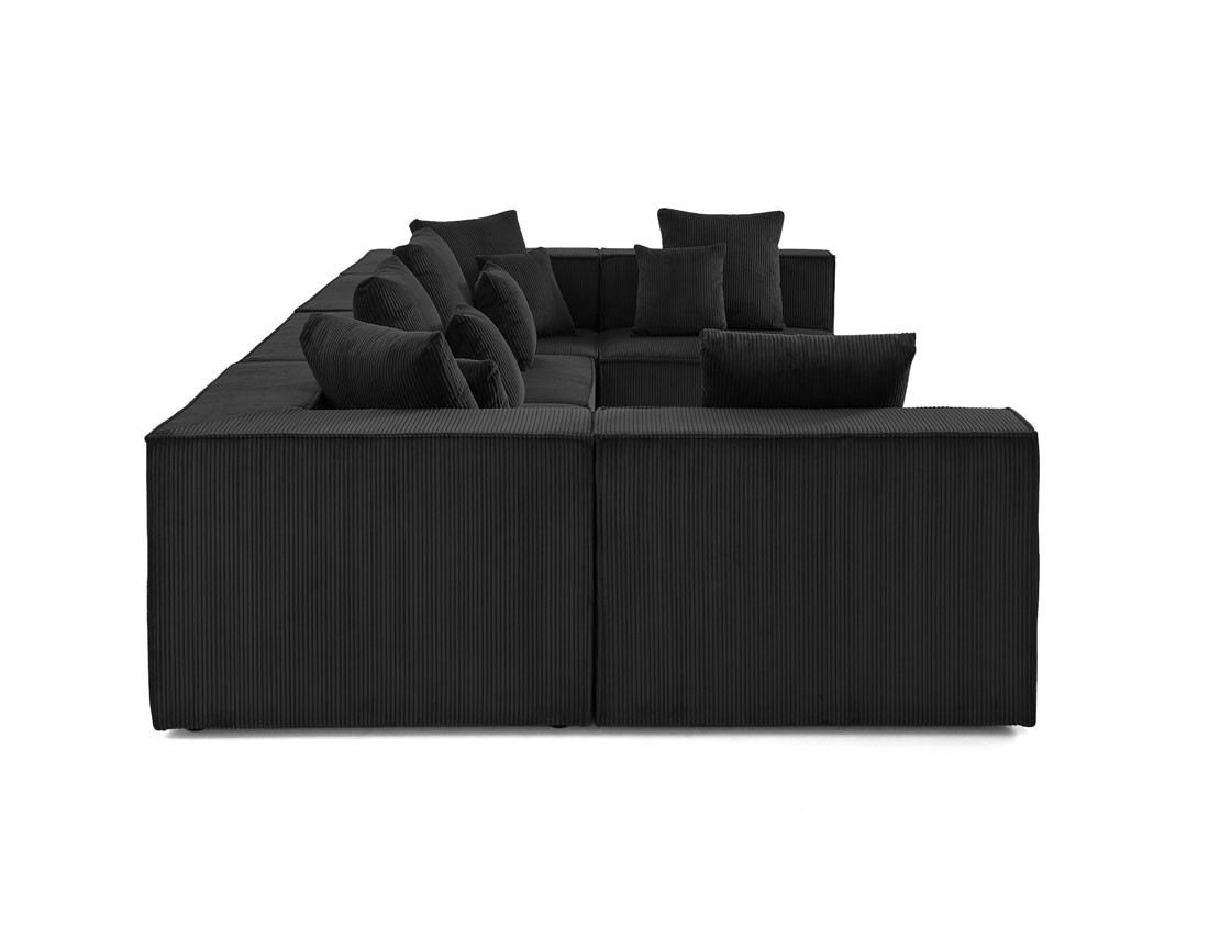 Canapé modulable panoramique 7 places en velours côtelé Colombine